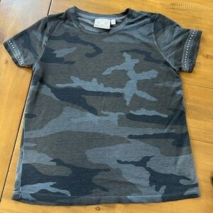 Y2K Camo T-Shirt with Rhinestone details on sleeves